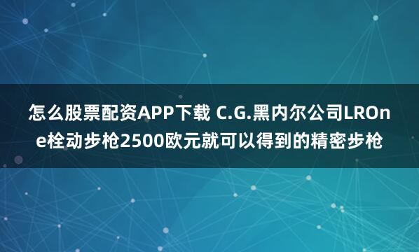 怎么股票配资APP下载 C.G.黑内尔公司LROne栓动步枪2500欧元就可以得到的精密步枪