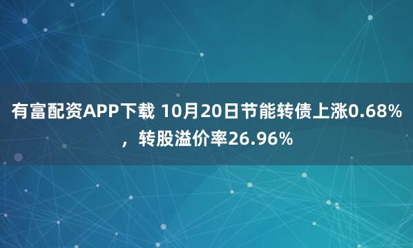 有富配资APP下载 10月20日节能转债上涨0.68%，转股溢价率26.96%